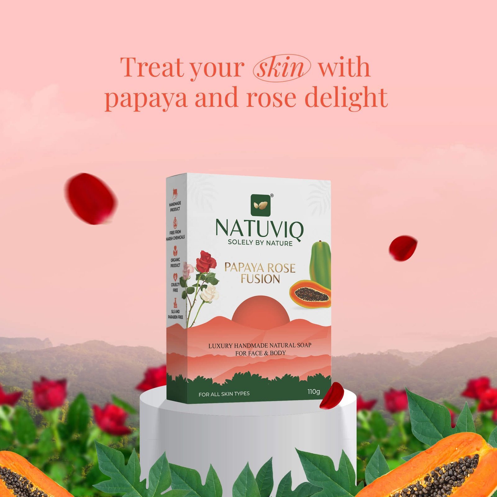 Papaya & Rose Fusion Glycerin Soap 110G - Image 3